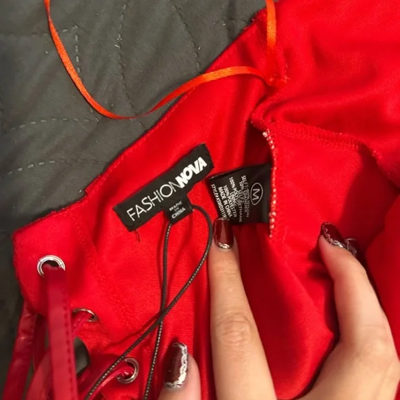 Fashion Nova Vibrant Red Backless Lace Dress - Picture 3 of 3